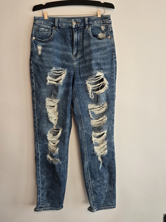 American Eagle Outfitters Denim - American Eagle Outfitters Curvy Mom Jeans Ripped Dark Blue